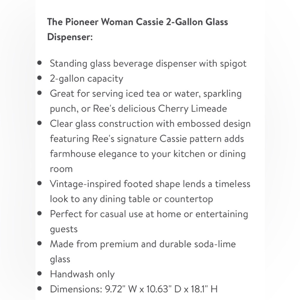 🌺🎁 NEW Pioneer Woman Cassie Glass Emboss Beverage Dispenser - Picture 2 of 12